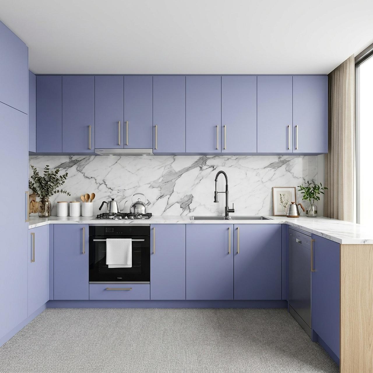 Modern Purple Melamine Kitchen Cabinet