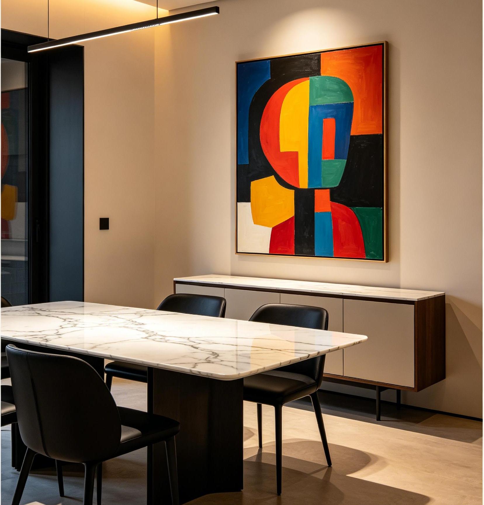 Custom Size Warm Beige Black Dining Room Furniture Suite