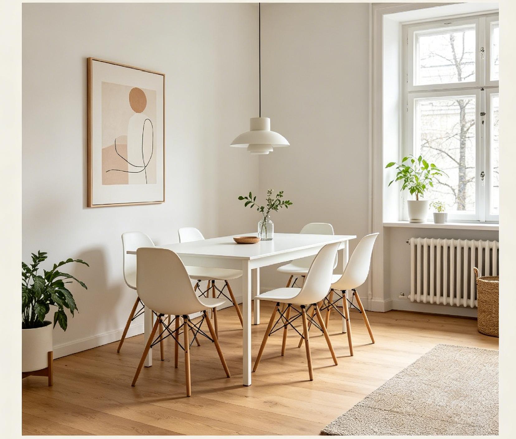 Custom Size Warm Cream White Natural Wood Dining Room Furniture Set
