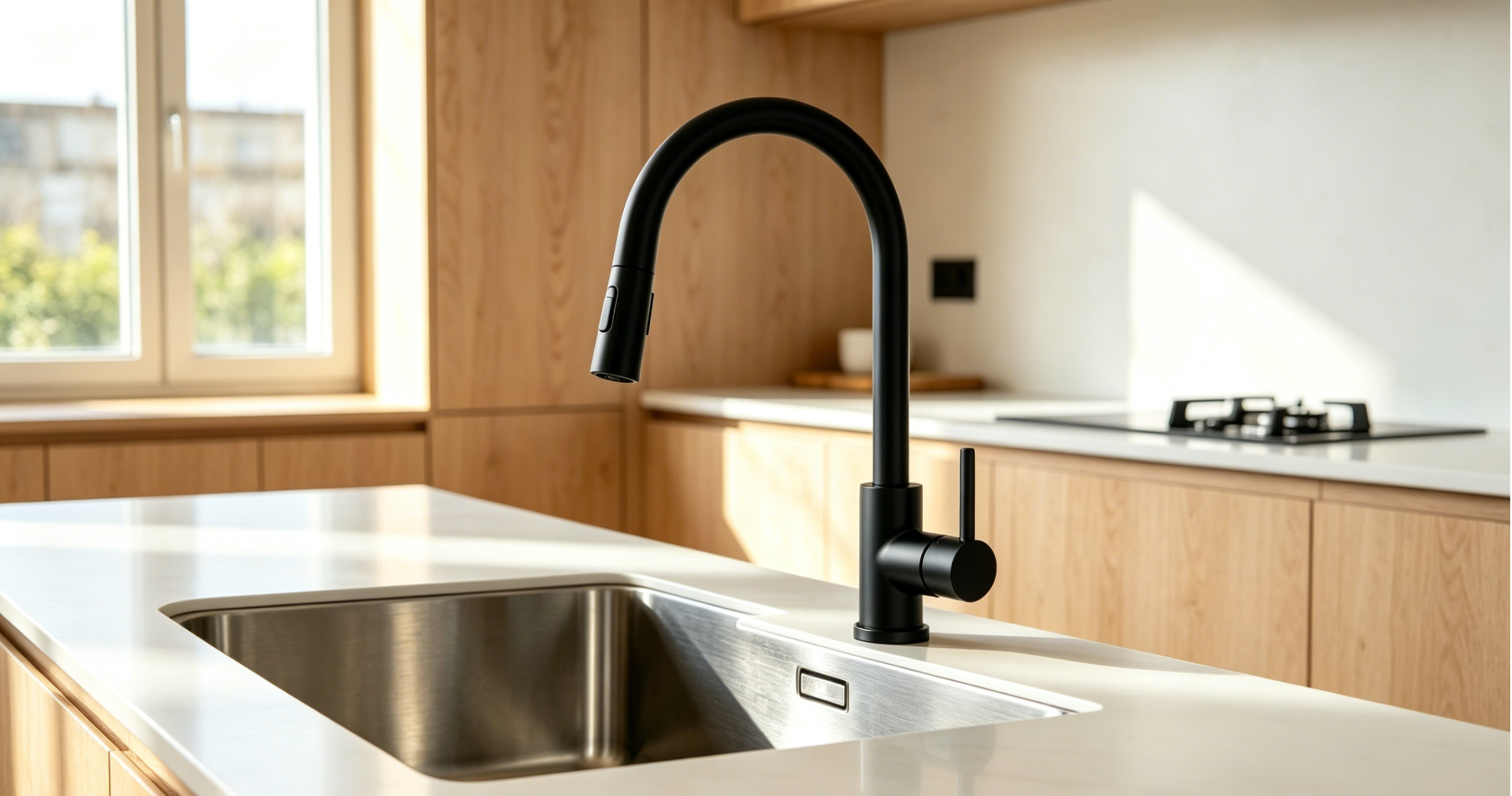 Black Kitchen Faucet with Pull-Down Sprayer