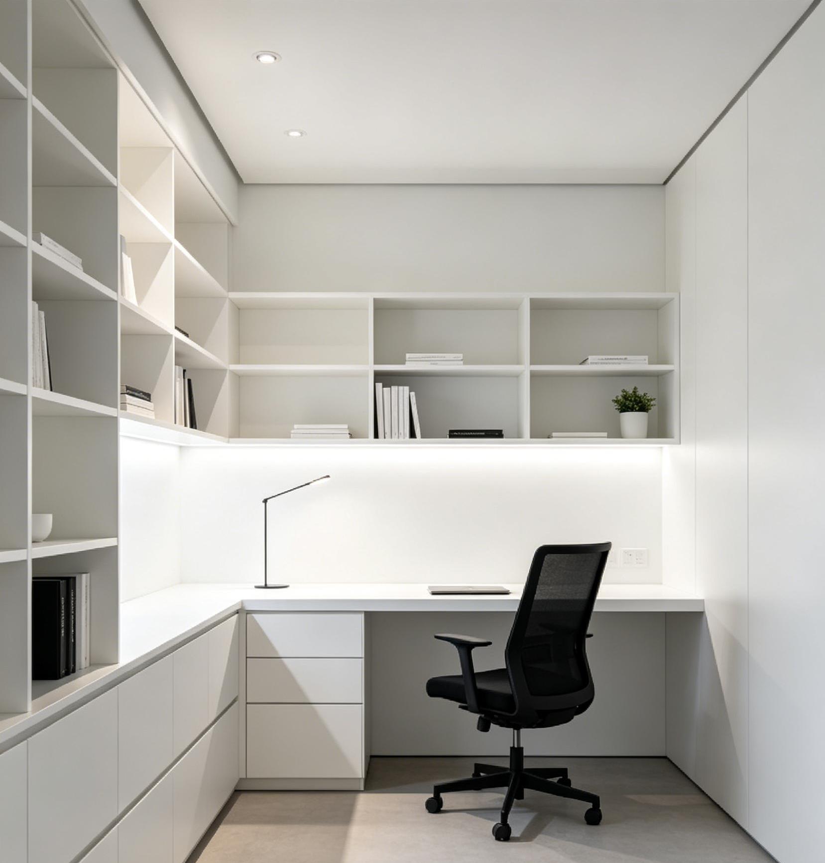 Custom Size Clean Bright White Study Room Furniture Kit
