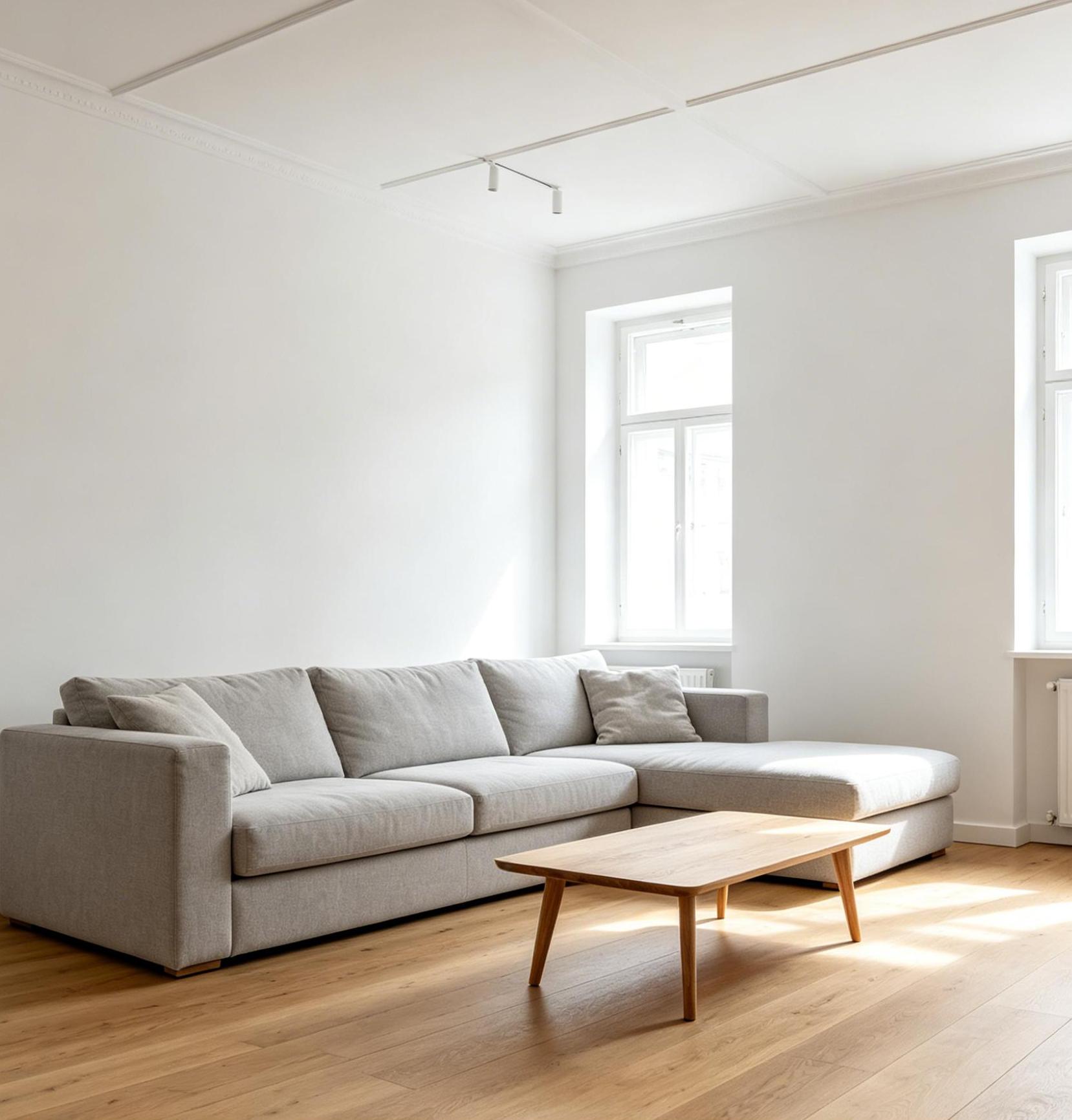 Custom Size Light Gray Natural Wood Living Room Furniture Set