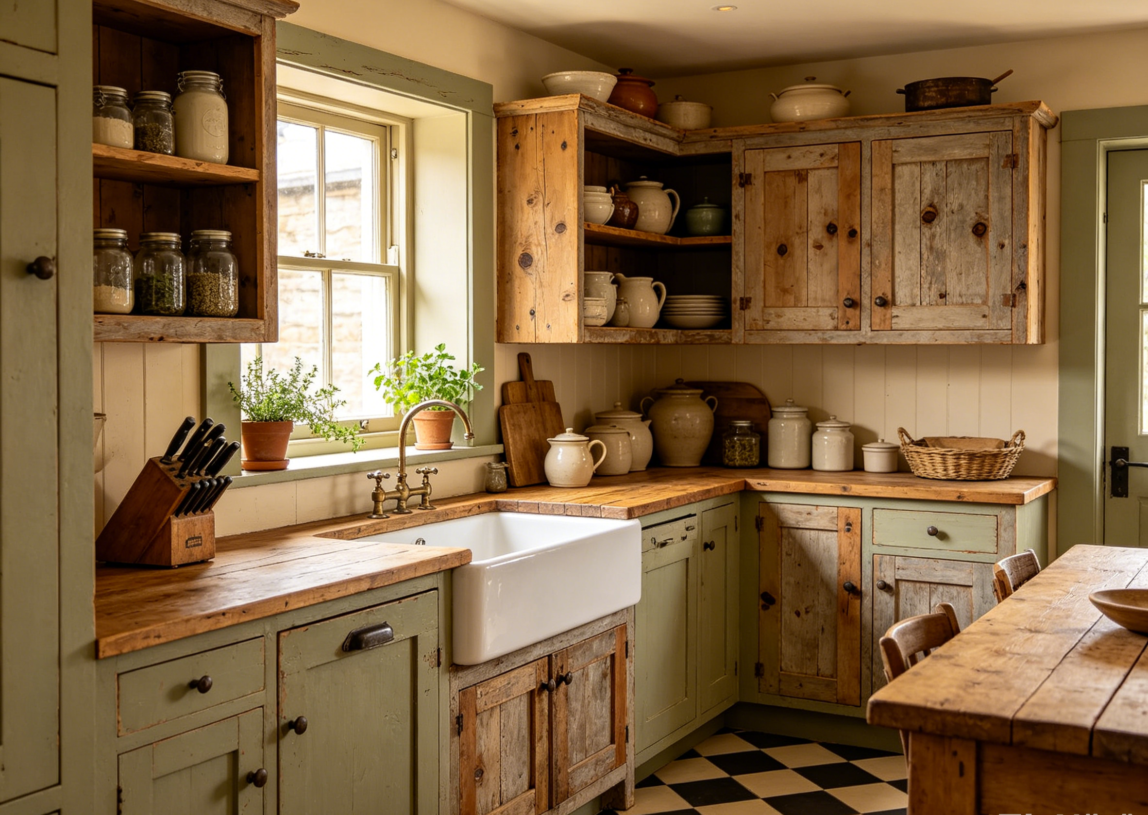 Rustic farmhouse kitchen with reclaimed wood