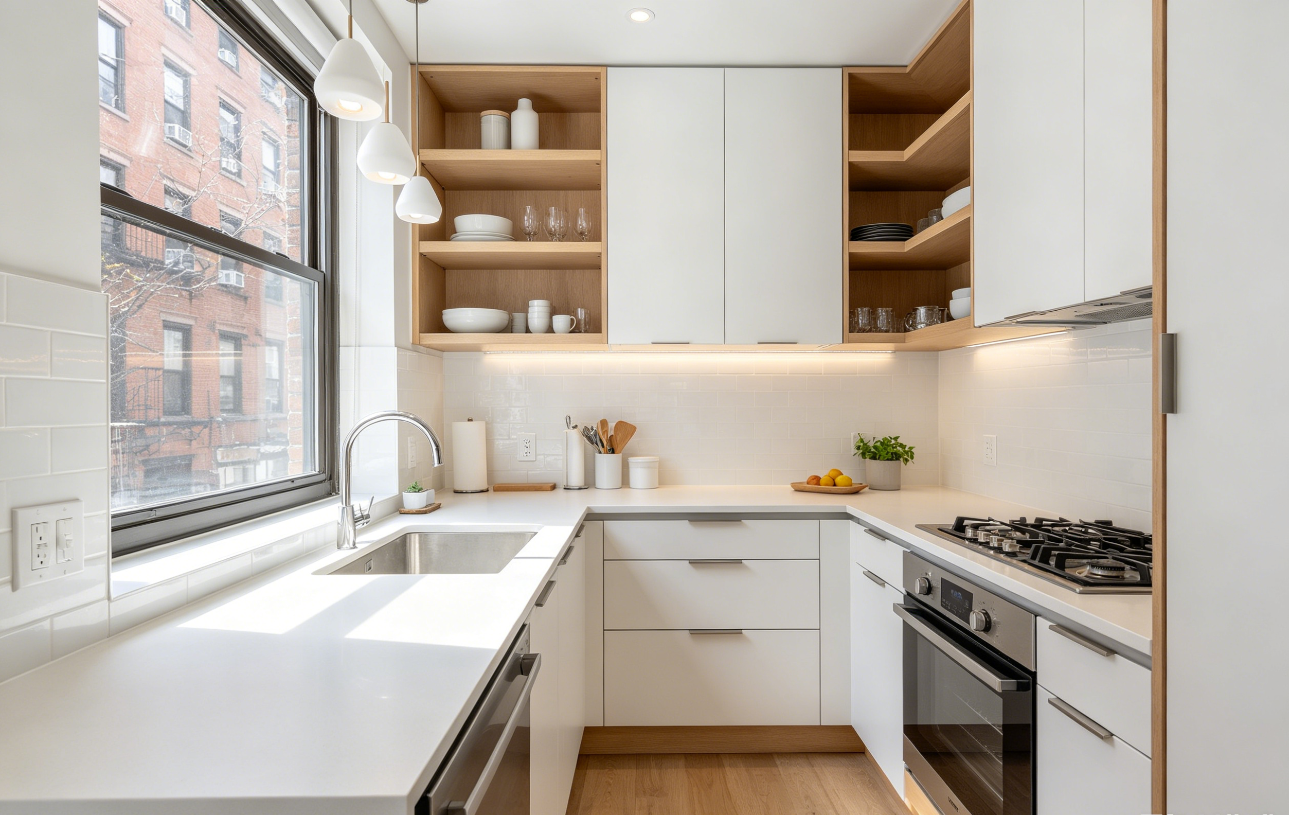 Small apartment kitchen transformation Brooklyn