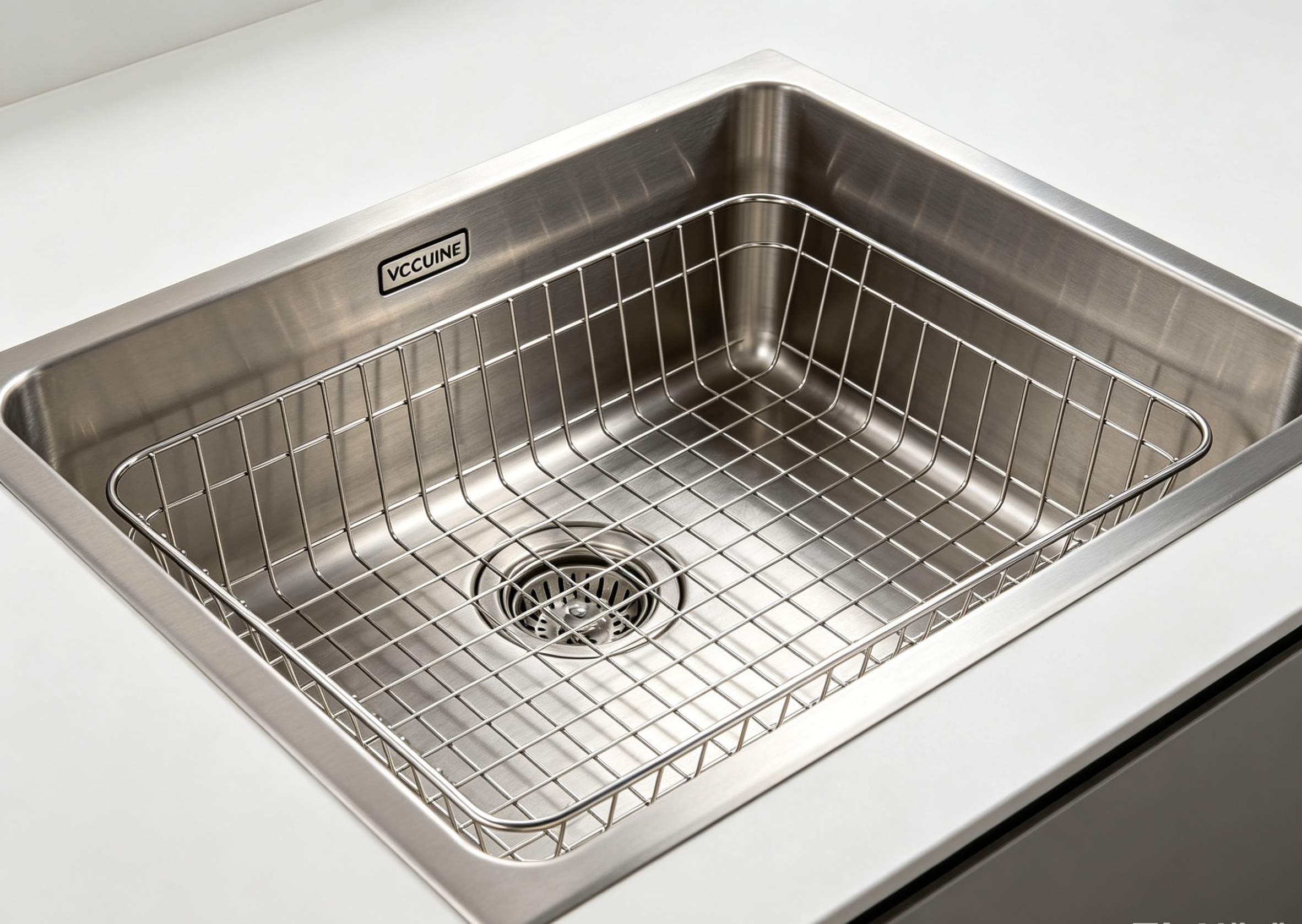 Custom fit stainless steel sink grid