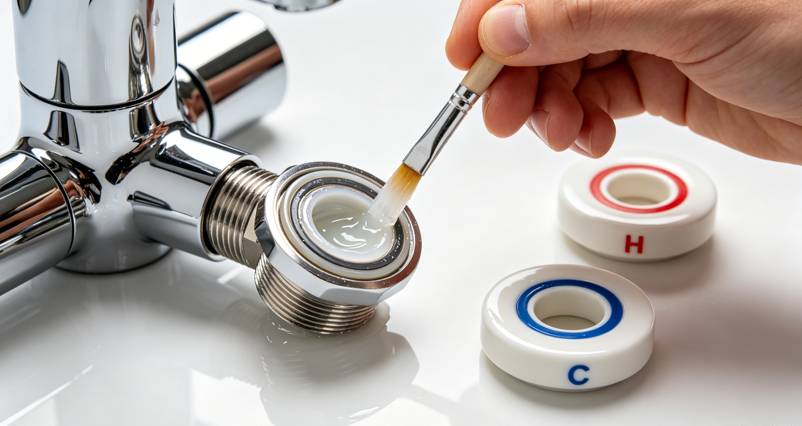Ceramic cartridge being installed