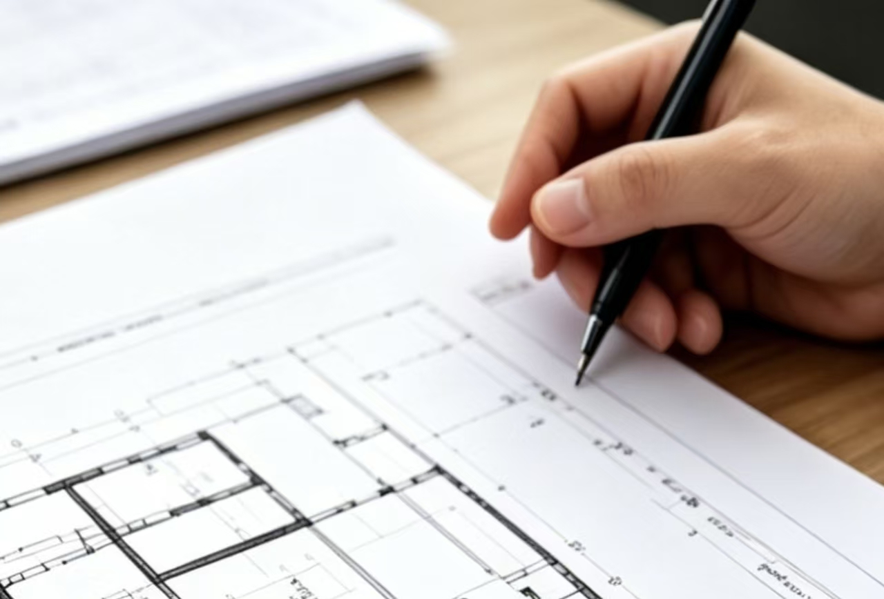 Cabinet construction blueprint review and client drawing confirmation