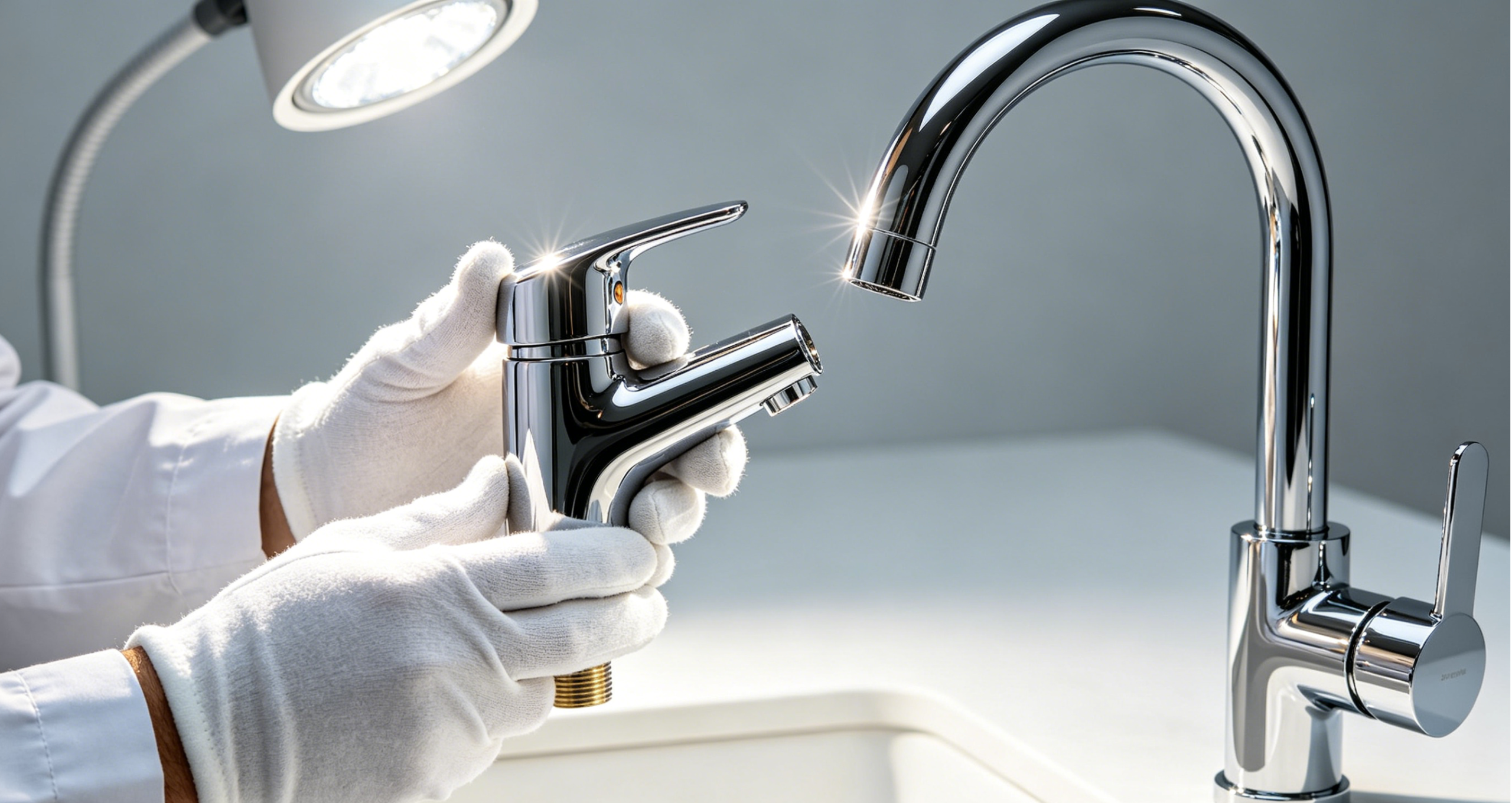 QC team inspecting finished faucet
