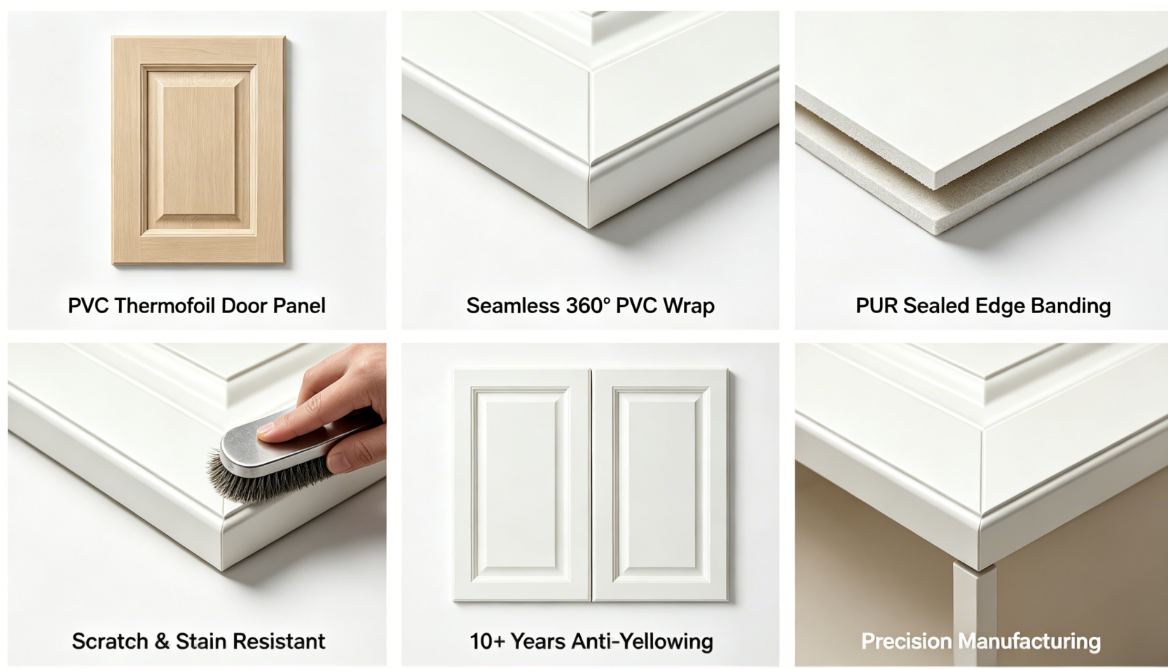 PVC thermofoil cabinet door all craft details composite image